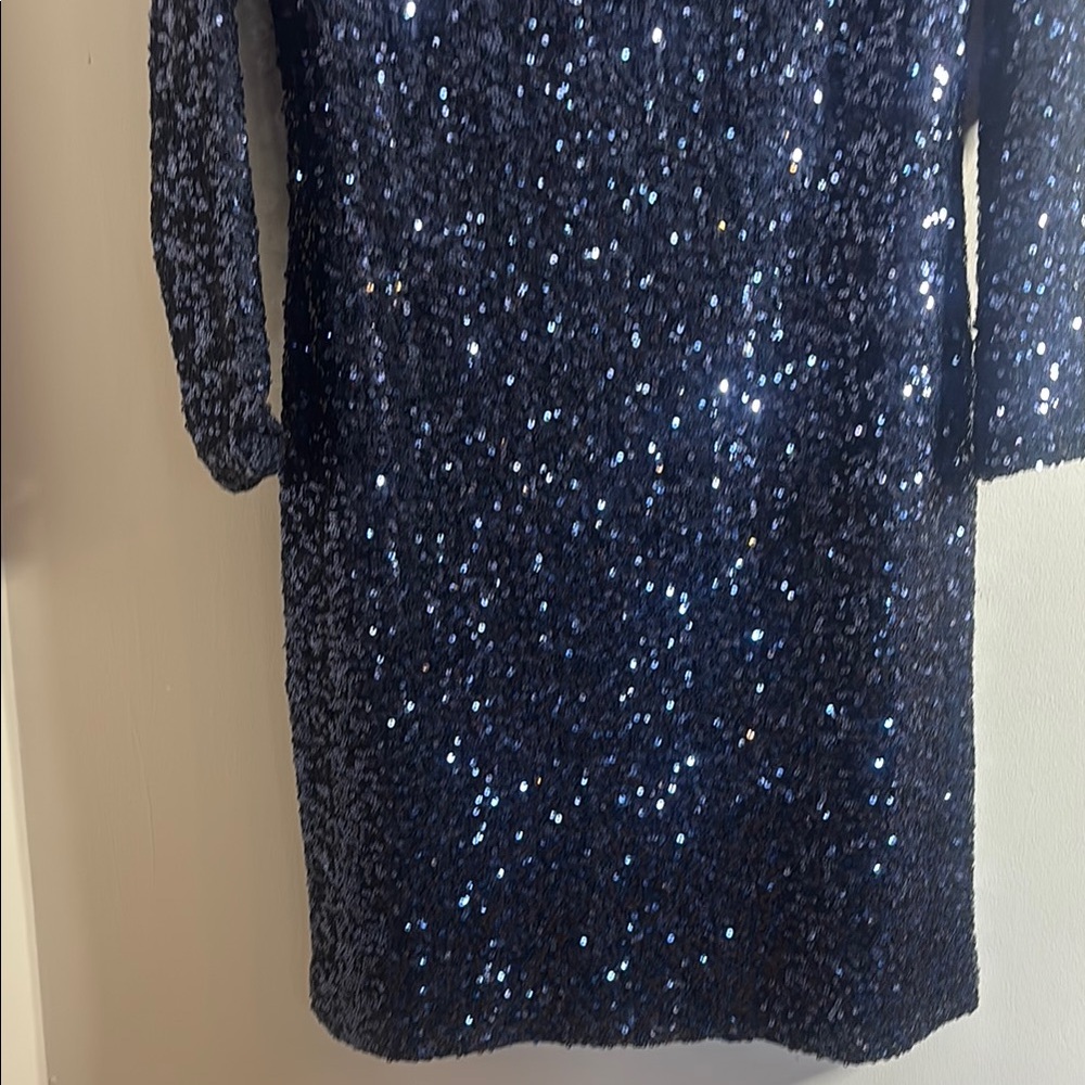 Ralph Lauren Blue Sequin Long Sleeve Dress - Picture 6 of 6